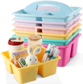 6 Pack Plastic Classroom Organizer Caddy with Handle, Pastel by Yakydesign