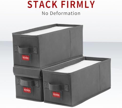 NUSWOR Stackable CD Organizer Box with Lid | 4 Pack | Grey - Image 4