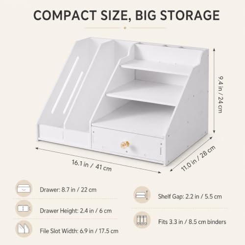 Desk Organizer with Drawer, Office File Organizer, Paper Tray & Pen Storage - Image 2