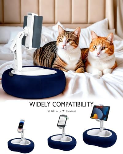 Miledi Tablet Pillow Stand for Bed with Detachable Snack Bowl, Blue - Image 4