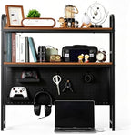 deli Desktop Shelf, Desk Hutch with Metal Pegboard, Black by delioffice