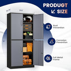 Yizosh Metal Storage Locking Cabinet with 4 Doors and 2 Adjustable Shelves,71" Lockable Garage Tall Steel Cabinet,for Home Office,Living Room,Pantry,Gym,Commercial Storage (Gray Black) - Image 3