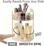 Asayuee 360 Rotating Makeup Organizer,2 Tier Large Capacity Make Up Organizers and Storage,Skincare Perfume Vanity Organizers,Bathroom Cosmetics Storage Organizer Countertop(Clear) - Image 3