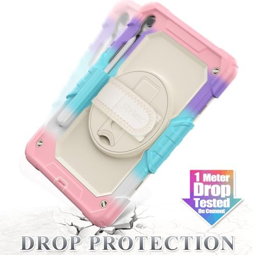 SEYMAC stock Case for Samsung Galaxy Tab S10 Lite / S10 FE / S9 FE 5G / S9 Tablet Case 10.9''/ 11'' Protective with Screen Protector, Pen Holder, 360 Rotate Stand, Hand Strap, Shoulder Strap,BeigePink - Image 6