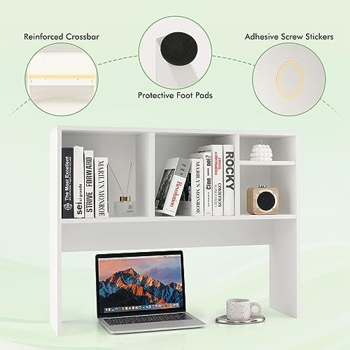Desktop Hutch Bookshelf for Computer Desk, White - Image 6