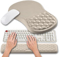 Hokafenle 2 in 1 Ergonomic Mouse Pad Wrist Support & Wrist Rest for Computer Keyboard Set, with Relieve Carpal Tunnel Pain Massage Bulge and Full Memory Gel Design (2In1 Set - Apricot) by Hokafenle