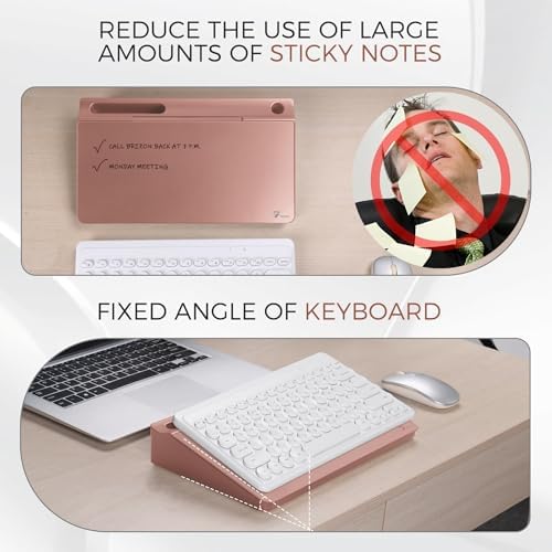 TOWON Compact Glass Desktop Whiteboard with Storage 12x7 in, Rose Gold - Image 4