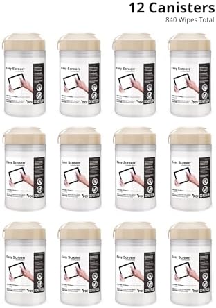 Easy Screen Cleaning Wipes, Canister – Streak-Free, Anti-Smudge Wipes for Electronics, TVs, Laptops, Tablets, Smartphones – 70 Large 6" x 9" Wipes Each, 12 Canisters per Case - Image 3