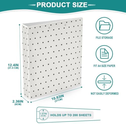 Standard View 3 Ring Binder, Cream Black Polka Dot Durable Flexible Portable Waterproof Hardcover 1.5 Inch D Rings 500-Sheet Capacity Organizer 2PC - Image 6