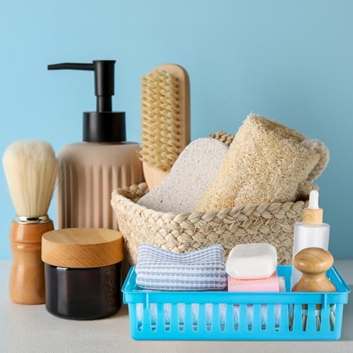 Wenqik Set of 12 Small Plastic Baskets for Organizing, Blue - Image 5