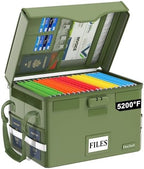 DocSafe 5200°F Fireproof Document Box with Lock,Heat Insulated File Organizer Storage with Pockets,Collapsible Portable Home Office File Safe Box with Handle for Hanging Letter/Legal Folders, Green by DocSafe