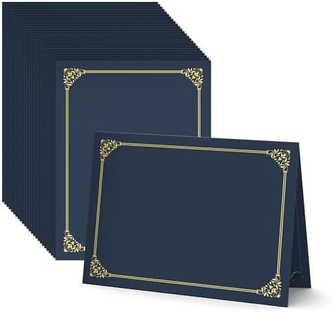 Navy Blue Certificate Holders (50 Packs), Diploma Covers Gold Foil Border by BELLEKR