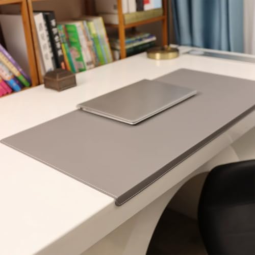 Leather Desk Mat with Stitched Edges & Edge Protection, Non-Slip Large Office Desk Mouse Pad for Work Game Typing, Waterproof Writing Table Extended Protector (Grey,35.4"x17.7") by Unknown