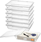 Tinlade 6 Pcs Classroom Paper Storage Bins with Lids, 13x10, Clear by Tinlade