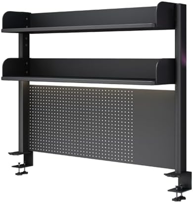 Clamp On Desk Organizer Shelf, BLACK Desk Extender Pegboard Workstation,Computer Desk Accessories for Office, Privacy Panel for Gaming Desk,23.6/31.4/39.3in Desktop Shelving System (100cm/39.3in) by FPIGSHS