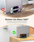 OMOTON 360° Vertical Laptop Stand Holder, Dual-Slot Aluminum Desk Organizer - Image 5
