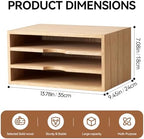 KIRIGEN Wooden Desk Organizer 3-Tier Letter Tray and Paper Sorter, Natural - Image 3