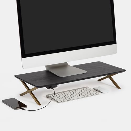 Anji Mountain Monitor Stand for Desk - Desktop Organizer & Laptop Riser, Ergonomic Monitor Riser, Space-Saving, Durable, Easy Assembly & Ideal for Home & Office,Black, 24-Inch, Power Edition by AnjiMountain