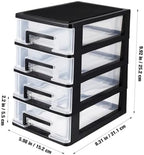 Angoily 4 Drawer Desk Organizer, Plastic Home Office Storage Organizer, Makeup Organizer Storage Station Cube, Cosmetics Jewelry Storage Box, 4 Drawer for Bathroom, Desk, Office (8.31x5.98x9.92 Inch) - Image 3