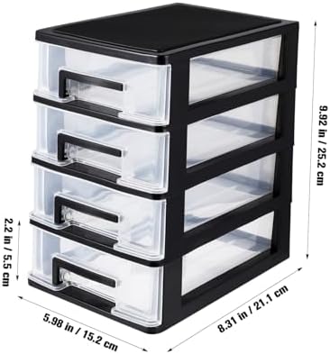 Angoily 4 Drawer Desk Organizer, Plastic Home Office Storage Organizer, Makeup Organizer Storage Station Cube, Cosmetics Jewelry Storage Box, 4 Drawer for Bathroom, Desk, Office (8.31x5.98x9.92 Inch) - Image 3