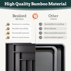 Bamboo Expandable Silverware Drawer Organizer 11 Slots Utensil Holder Black - Image 6