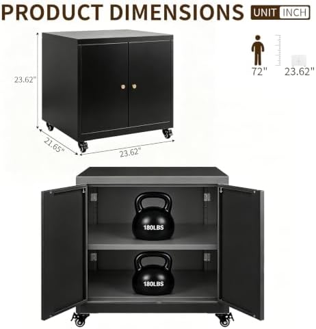 23.6" Metal Printer Stand with Storage Cabinet & Adjustable Shelf - Image 2