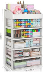 Desk Organizer with Drawers, 5 Drawers Storage Organizer, Desktop Storage Drawers for Office Supplies, Plastic Stationary Organizer, Makeup Organizer, Desk Storage Box for Office, School, Home - Image 3