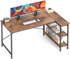 DUMOS 39" L Shaped Gaming Desk, Corner Desks with Storage Shelves, Brown by DumosLifestyle