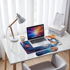 Cosmic Astronaut Desk Mat Set Colorful Galaxy Art Large Mouse Pad with Wrist Rest 4in1 Desk Mat for Desktop Ergonomic Keyboard Wrist Support Anti-Slip Computer Ergonomic Mouse Pad Home Office Gaming - Image 7