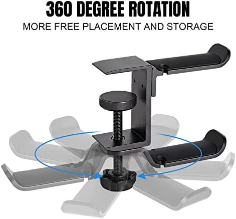 Under‑Desk Dual Gaming Headset Hanger,Rotatable Clamp Hook - Image 4