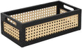 Wooden Rattan Storage Basket with Handles, Small Organizer Bin by HODAKJUE
