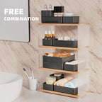 11-Piece Stackable Drawer Organizer Set, Multi-size Desk Drawer Organizer Trays Vanity Storage Bins for Storing Makeup, Stationery, Utensils in Bathroom Dresser, Office and Kitchen - Image 4