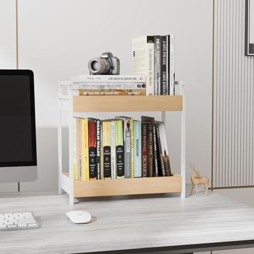 KLM Countertop Coffee Station Organizer, 2 Tier Wooden Shelf for Coffee Bar Accessories, Condiment Storage Caddy for Kitchen, Bathroom Counter Organizer, Home, Office - Natural - Image 5