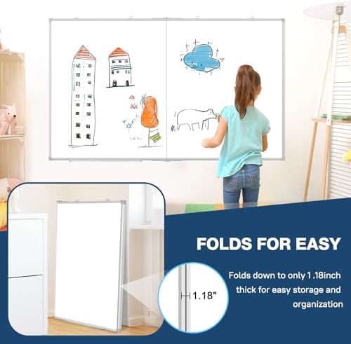 Double-Sided White Board Dry Erase Magnetic Whiteboard Wall 72x40 Foldable - Image 6