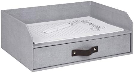 Bigso Box of Sweden Walter Letter Tray for A4 or Letter Size Documents - Paper Tray Organizer for Desk with Storage Drawer and Stable Rubber Feet - 13.1in x 10in x 5.2in - Ash - Image 2
