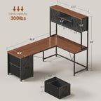 SEDETA Farmhouse Reversible L Shaped Coner Gaming Desk with Drawers, Hutch - Image 2