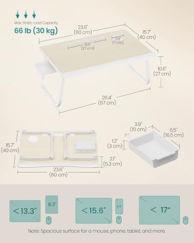 SONGMICS Foldable Lap Desk, Portable Bed Desk Table Tray w/Cup Holder Tray - Image 7