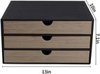 Fashion Multicolor Collocation Leather Desk Organizer File Cabinet Executive Office Supplies Desktop Filing A4 Contract Document Stackable Storage Box with 3 Drawers (Black) - Image 3
