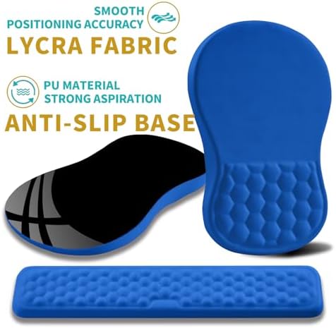 Hokafenle 2 in 1 Ergonomic Mouse Pad Wrist Support & Wrist Rest for Computer Keyboard Set, with Relieve Carpal Tunnel Pain Massage Bulge and Full Memory Gel Design (2In1 Set, Dg Blue) - Image 6