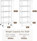 Golpart Small Shelves Storage Wire Metal Adjustable Shelf Unit with Wheels - Image 6