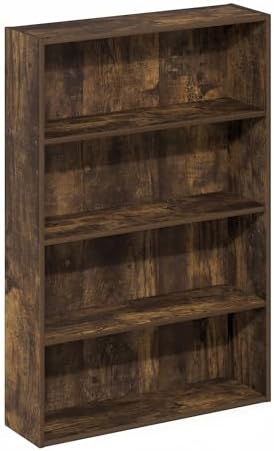 Furinno Basic Book Shelf, 4-Tier Bookcase with Open Shelf, Bookshelf, Cube Storage Organizer, 6 x 24 x 35, for Living Room, Bedroom, Home Office, Amber Pine - Image 5