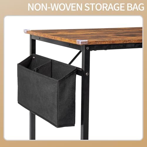 47 Inch Computer Desk for Home Office, Modern Writing Study Table Simple Modern Style for Bedroom Small Space, Large Work Desks with Side Bag and 2 Hooks for Home Work Study Writing - Image 4