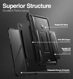 Dexnor Case for Samsung Galaxy Tab S10 Lite /S10 FE/S9 FE 10.9 Inch(2025/2023), [Built in Screen Protector&Kickstand] with Pen Holder Heavy Duty Full Body Cover for S9 FE 5G Tablet Case - Black - Image 5