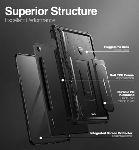 Dexnor Case for Samsung Galaxy Tab S10 Lite /S10 FE/S9 FE 10.9 Inch(2025/2023), [Built in Screen Protector&Kickstand] with Pen Holder Heavy Duty Full Body Cover for S9 FE 5G Tablet Case - Black - Image 5