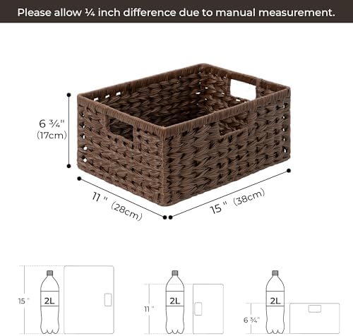 GRANNY SAYS Wicker Storage Baskets for Shelves, Plastic Brown Basket, 1Pack - Image 2