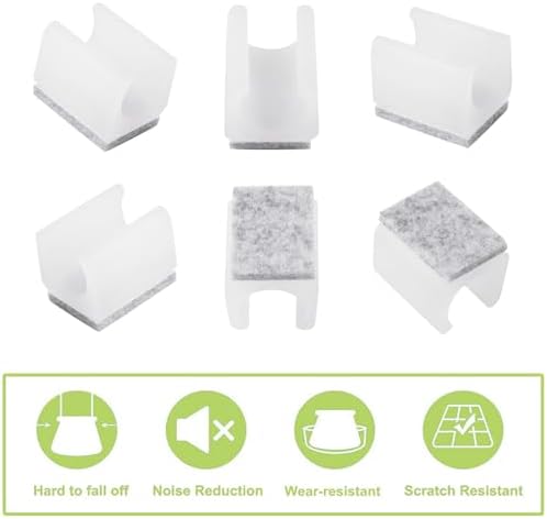 160Pcs Chair Pads 15mm Plastic Chair Leg Floor Protectors with Felt Pads U Shaped Furniture Feet Protectors Non-Slip Rectangle Tubular Legs Caps (White) - Image 3