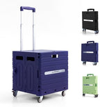 Folding Utility Cart Portable Rolling Crate Handcart Foldable Shopping Trolley Collapsible, with Lid, on Wheels, for Grocery, Garden, Office, Storage, Teacher, Tool (Purple) by dotewe