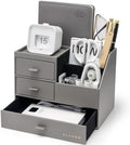 VLANDO Desk Organizer,PU Leather Office Storage with Compartments,Gray by VLANDO