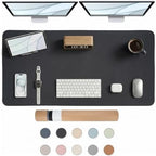 Large Desk Pad Non-Slip Desk Mat Protector for Keyboard Mouse Waterproof Vegan Leather Surface Faux Leather Laptop Mat Smooth Mouse Pad Premium Gift Tube Obsidian Black 47" x 23" by Promattoo
