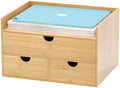 Bamboo Desk Drawer Organizer, Large Desktop Organizer with Drawers Tabletop Storage Organization Box for Office Home Toiletries Supplies Vanity, No Assembly Required (3 Drawer with Shelf) by Wisuce